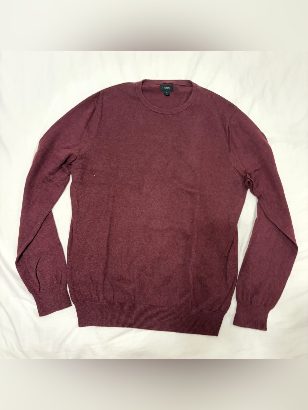 EUC J CREW Men’s Burgundy Crewneck Sweater M Cashmere Cotton Preppy Dark Red